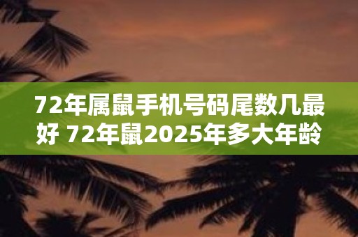 72年属鼠手机号码尾数几最好 72年鼠2025年多大年龄