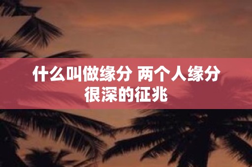 什么叫做缘分 两个人缘分很深的征兆