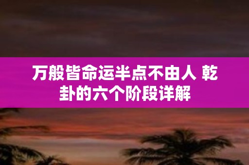 万般皆命运半点不由人 乾卦的六个阶段详解