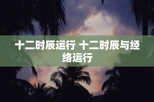 十二时辰运行 十二时辰与经络运行