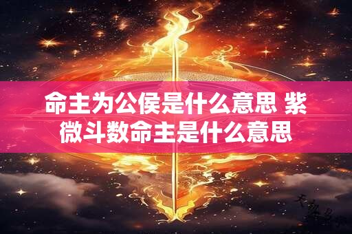 命主为公侯是什么意思 紫微斗数命主是什么意思