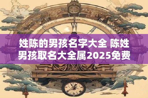 姓陈的男孩名字大全 陈姓男孩取名大全属2025免费