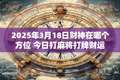 2025年3月18日财神在哪个方位 今日打麻将打牌财运方位