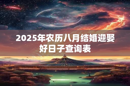 2025年农历八月结婚迎娶好日子查询表