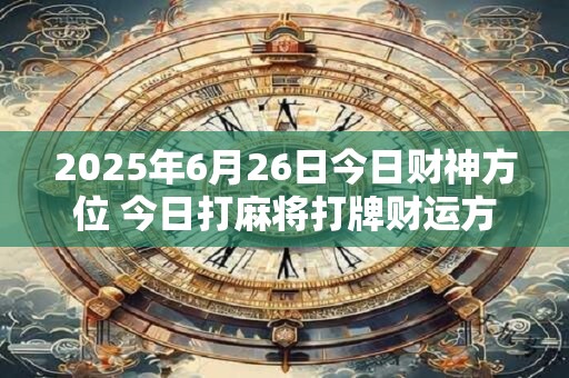 2025年6月26日今日财神方位 今日打麻将打牌财运方位