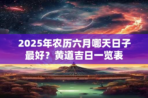 2025年农历六月哪天日子最好？黄道吉日一览表