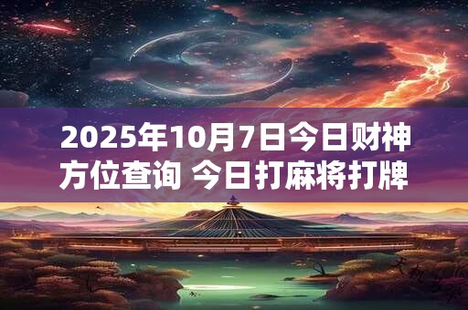 2025年10月7日今日财神方位查询 今日打麻将打牌财神方位