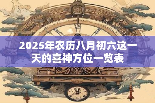 2025年农历八月初六这一天的喜神方位一览表