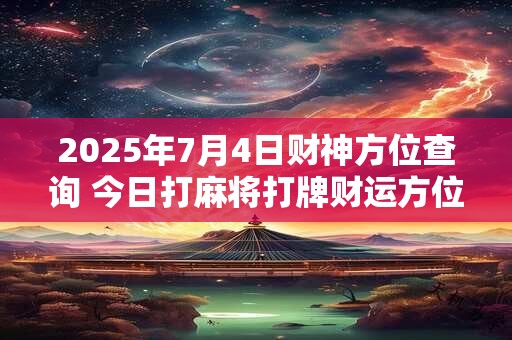 2025年7月4日财神方位查询 今日打麻将打牌财运方位